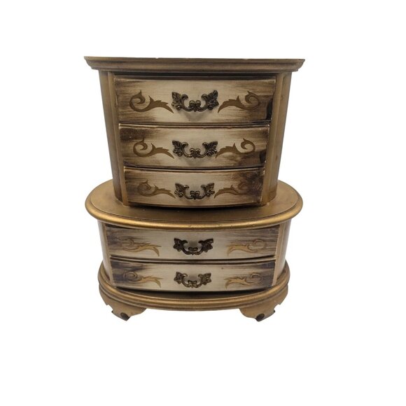 1960's Gold Florentine Musical Jewelry Box 5 Drawer - Picture 7 of 16